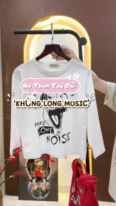 Áo Thun TAY DÀI Bé Trai Thun Cotton Lạnh 4 Chiều Cao Cấp KHỦNG LONG MUSIC cho 13 đến 50Kg - CONXINH