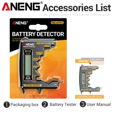 ANENG | Universal Battery Tester ANENG BT173 Digital C D AA AAA N 9V Cell Button Portable High Precision Battery Detector Tester Tools