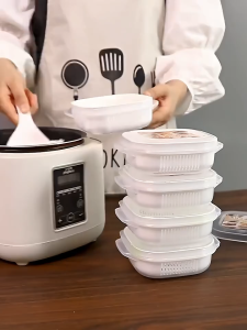 3/5/10ชิ้น ข้าวย่อยบรรจุภัณฑ์กล่องเก็บของสด/ผลไม้ข้าวแยกกล่องบรรจุภัณฑ์/กล่องเก็บเตาอบไมโครเวฟอุ่นแช่แข็ง