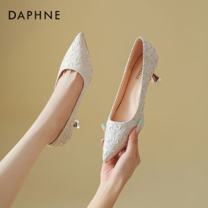 Daphne | Giày Mũi Nhọn Cổ Thấp Phong Cách Pháp Đẹp Đẽ Chấm BiThoải Mái Gót Cao