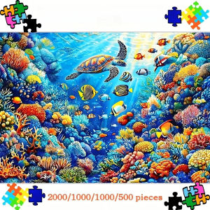 500/1000/1200/2000pcs Large Jigsaw Puzzle for Adults - 10 Marine Life Scenes with Coral Reef Nemo Turtles & - Challenging Game