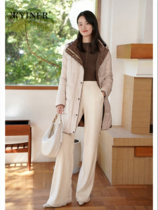 Warm Light Pressure Long Quilted Jacket Hooded