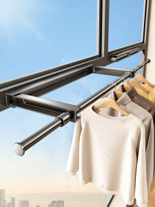 Invisible Folding Retractable Indoor Balcony Clothes Drying Rack No Drilling Required Carbon Steel Home Quilt Drying Tool