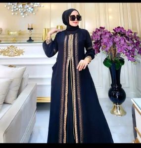 Gamis Arabian bordir bertabur Mote Swarosky//promo COD//Busuii//Gamis Terbaru 2023 seri hitam//Yunita Lestari Fashion//