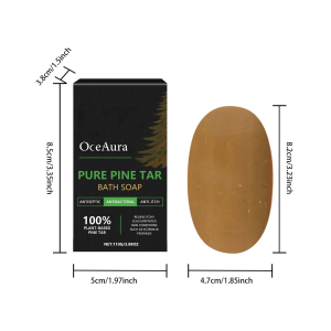 OceAura Pine Tar Bath Soap Deep Cleansing Lightening Skin Reduce Dry Keep Moisturize Oil Control Handmade Body Brightening Soaps