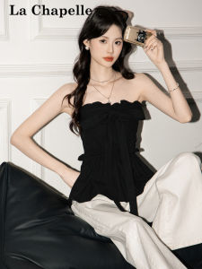 La Chapelle | Áo Crop Top Đen Phong Cách Mùa Hè Dáng Ôm Chi Tiết Sau Lưng