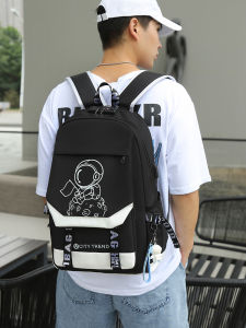 NASA Astronaut Collaborative Casual Double Shoulder Backpack for High School Boys Waterproof Campus Commuter Style Polyester Lining