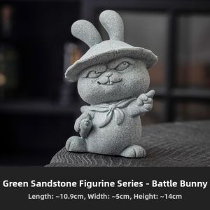 SHUANGYU | High-end Creative Quartzite Figurine Battle Rabbit Aquarium Decor