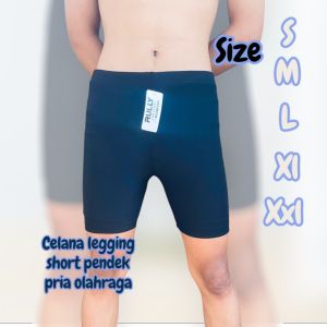 celana legging daleman pria olahraga/ lejing shortpans polos Hitam bahan spandex premium