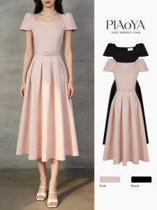 PIAOYA | Elegant Luxurious Summer Waist-Cinching Square-Neck A-Line Dress