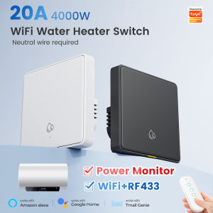 20A 4000W WiFi RF433 Smart Switch For Hot Water Heater Assistant Tuya Wall Switch Power Monitor Work