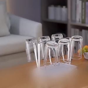 Stainless Steel Cup Holder With Water Tray Durable Anti-slip Glass Cups Stand Holder Household Dust-Proof Portable Cup Holder