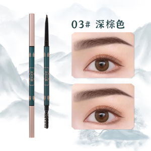 ไม่ซีดจาง ไม่หลุด ติดทนนาน กันน้ำ กันเหงื่อ ด้ามขัดขวางปลายสองด้าน ดินสอเขียนคิ้วแบบบางเฉียบสำหรับผู้เริ่มต้น