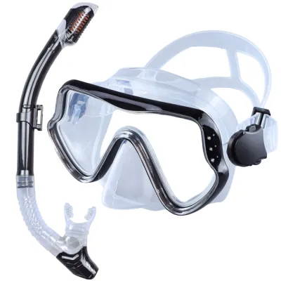 Scuba Diving Mask Snorkel Set For Adults Tempered Glass Professional Panoramic Snorkeling Gear Swimming Training Snorkel Kit
