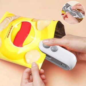Portable Heat Sealer 2 in 1 with Built in Cutter Rechargeable Handheld Sealer for Snacks Chips Bags Home Use Kitchen Tool Sealer