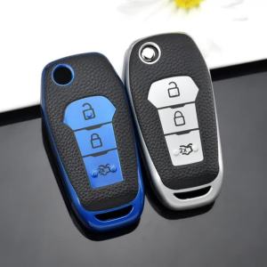 TPU Leather 3 Buttons Car key Case Cover Bag for Ford Fusion Fiesta Escort Mondeo Ranger 2019 S Max Kuga 2 Focus MK3 Ecosport