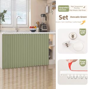 HUAJIANYU | Dustproof Waterproof Grease-resistant Drilling-free Kitchen Cabinet Curtain