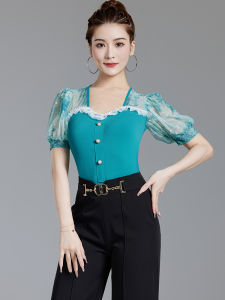 Hiện Đại Nhảy Latin Top 2024 Phong Cách Mới Phụ Nữ Trưởng Thành Luyện Tập Khiêu Vũ Quần Áo Polyester Nữ Tay Ngắn 1 Cơ Thể Phù Hợp Với