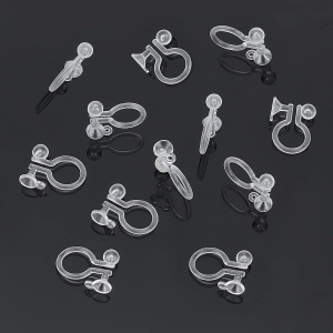 DIY Jewelry Clear Plastic Clip-on Earring Converters Resin Invisible Earring Converters Components with Earring Backs for Ears