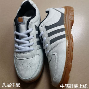 Leather Mens Shoes Breathable Sporty Workwear Comfortable round Toe Flat Heel Slip-On Casual Shoes for Daily Outdoor Use