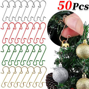 50 ชิ้น/แพ็ค ตะขอรูปตัว S คริสต์มาส / ตะขอโลหะสีสันสดใส / ตะขอประดับตกแต่งคริสต์มาสแบบ DIY / ตะขอแขวนจี้ลูกบอลคริสต์มาส / อุปกรณ์ตกแต่งงานปาร์ตี้คริสต์มาสปีใหม่