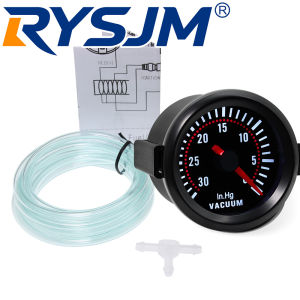 RYSJM | -30~30In.hg Vaccum 12V 52MM Vacuum Gauge Smoke Lens Pointer Car Gauge Meter Indicator White LED Light for Universal Petrol Car