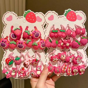 Cute Strawberry Bear Hair Ties High Elasticity Non-Damaging Hair Bands for Girls Childrens Accessories Sweet Style