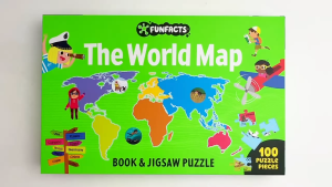 World Map Book & 100 Jigsaw Puzzle Pieces