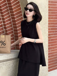 เสื้อถักไหมน้ำแข็งคอตั้งแขนกุดทรงหลวมสำหรับผู้หญิง ฤดูร้อน 2025 เสื้อผ้าทำงานสไตล์เรียบง่ายแบบลำลอง แขนกุด ปกติ