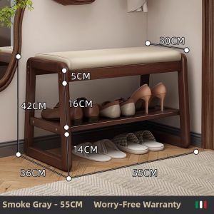 ZHUSHANXIA | Real Wood Shoe Rack Bench Home Multi-level Storage