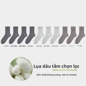 MiiOW | Tất lưới mỏng không xương mùa hè cho nam Tất chống trượt bằng lụa tơ tằm thoáng khí thấm mồ hôi chống mùi Tất cao đến bắp chân đơn giản