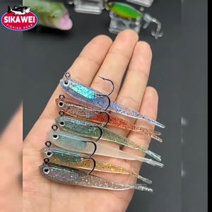 6PCS 7cm/6g Fishing Hook Soft Bait Wobblers Artificial Silicone Fishing Lure Sea Fishing Lead