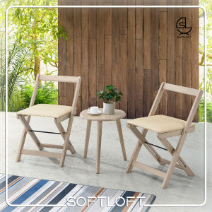 Aminah Solid Wood Folding Rattan Chair End Table Dining Rattan Stool Coffee Side Table Meja Kecil Kerusi Makan Kayu