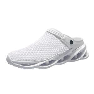 Mens Summer Outdoor Slip-On Half Slippers Anti-Slip Sports Dual-Purpose Beach Hole Hole Breathable Flat Heel Solid Color EVA