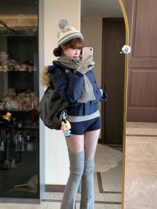 Retro Woolen Knitted Slim Fit Womens Short Pants High Waist Bodycon Hot Shorts Trendy Casual Pants Ladies Fashion