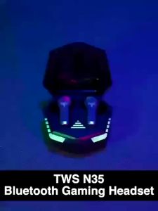 N35X Headset Gaming Bluetooth 5.2 Nirkabel dengan Low Latency dan Lampu Hidup Dua Mode - Warna Hitam