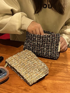 ยาว ลูกไม้ กระเป๋าเครื่องสำอางแบบพกพาแต่งหน้ากระเป๋าจัดเก็บสำหรับอุปกรณ์อาบน้ำและผลิตภัณฑ์บำรุงผิว เรียบหรู เงาเลื่อม ดีไซน์