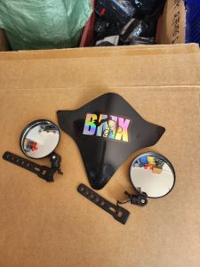 Paket Visor Sepeda BMX Plus Stiker Hologram Dan 2Pcs Spion Jepit Stang