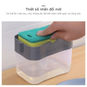Hộp đựng nước rửa chén hộp nhấn xà bông thông minh có vòi bơm kèm mút(Màu ngẫu nhiên)