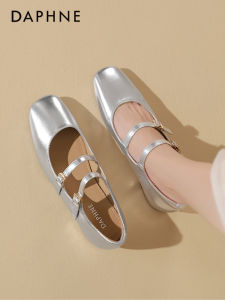 Daphne Silver Mary Jane Shoes Womens Fashion Spring New Ballet Low Heel Gentle Evening Wind Casual Peep Toe Shoes