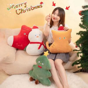 ZEEMIN Halloween Christmas Christmas Tree Plush Pillow Stuffed Christmas Stocking Snowman Cat Shape Decor Cushion Funny XMas Tree Party Decor Doll Plushie