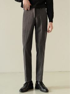 Woolen Suit Pants Mens Autumn and Winter K-style Silm Business Classy Non-Ironing Straight Thickening Woolen Trousers Suit Pants Men