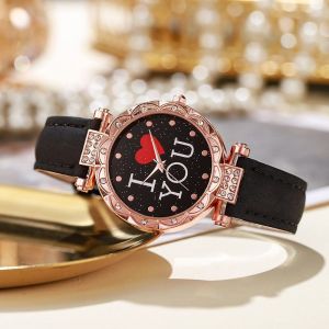 Casual Quartz Womens Watch Fashionable Personalized Gift Simple Korean Style Electronic Timepiece round Alloy Case Leather Band