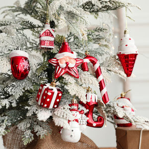 【On Sale】10Pcs Christmas Tree  Santa Claus Snowman Ornaments Hanging Christmas Decorations for Home