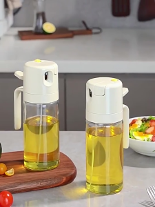 SG Local inventory 550ML New Oil Bottle Spray/Pour Leak-Proof Oil Glass Spray Kitchen Soy Sauce Vinegar Seasoning Bottle