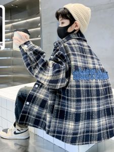 Thickened Fleece Autumn Winter Jacket for Boys 14 Years Old And above Warm Long Sleeve Shirt Thickened Middle And Large Childrens Outerwear