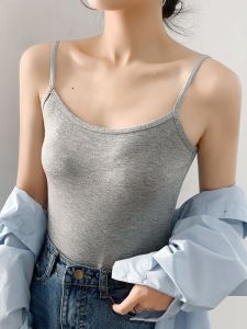 Miiow | Slim Fit Tank Top Strap Vest Women Spring Summer Inner Wear Outer Wear Sleeveless Grey White Base Versatile No Sleeve Top