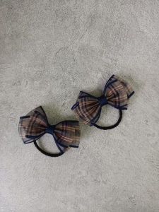 Spring Summer New Plaid Silk Mini Butterfly Knot Hair Ties for Babies Kids Headbands Hair Bands Fashionable Korean Style