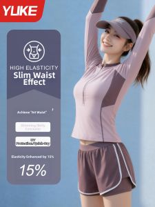 YUKE | Conservative Belly Covering Slimming Separate Sleeve Long Swimming Costume