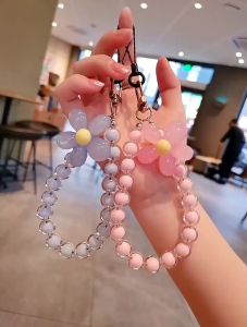 Creative Mobile Phone Anti-lost Lanyard Handmade Beaded Short Wrist Pendant Colorful Macaron Round Bead Pendant Female Bracelet Mobile Phone Lanyard